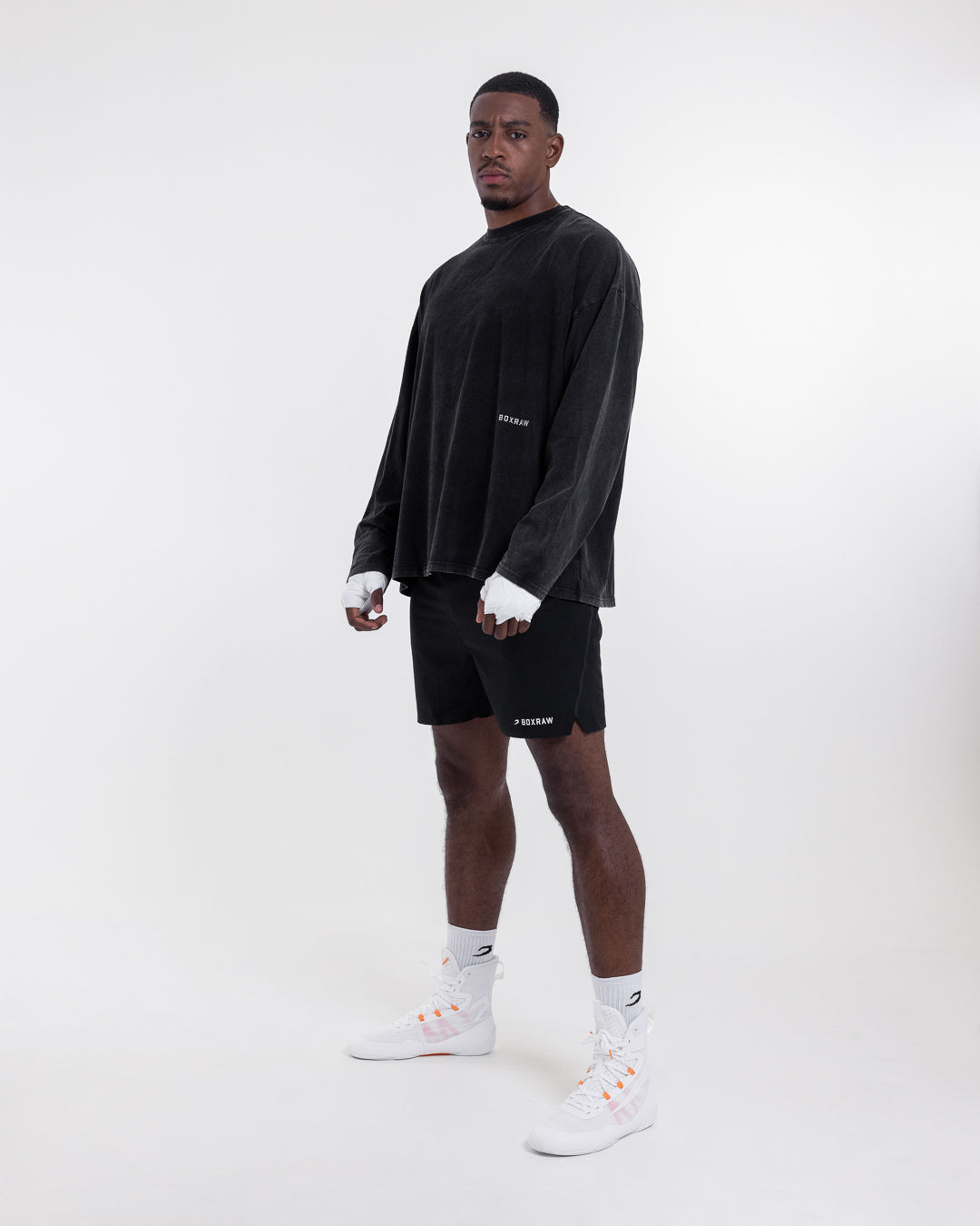 BOX RAW SPARRING CLUB LONG SLEEVE T-SHIRT - WASHED BLACK