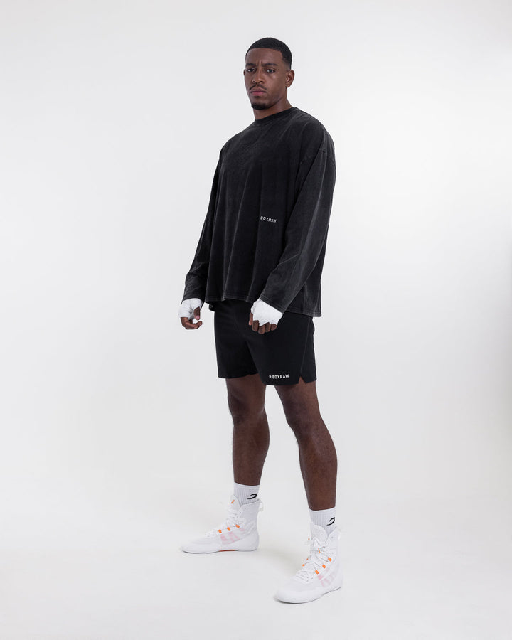 BOX RAW SPARRING CLUB LONG SLEEVE T-SHIRT - WASHED BLACK