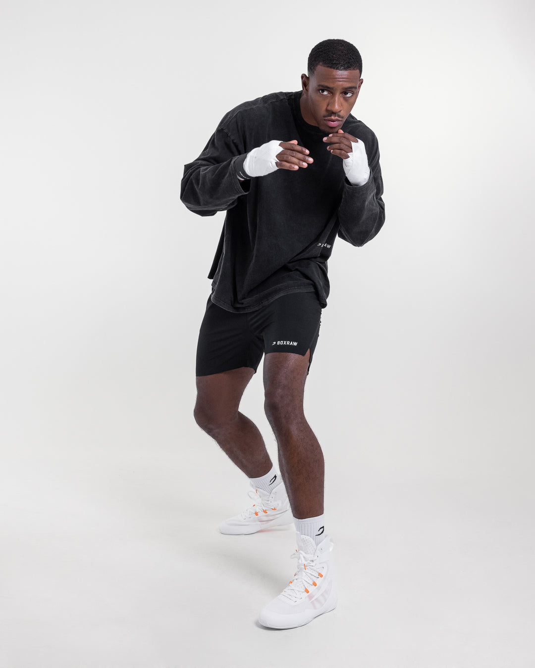 BOX RAW SPARRING CLUB LONG SLEEVE T-SHIRT - WASHED BLACK