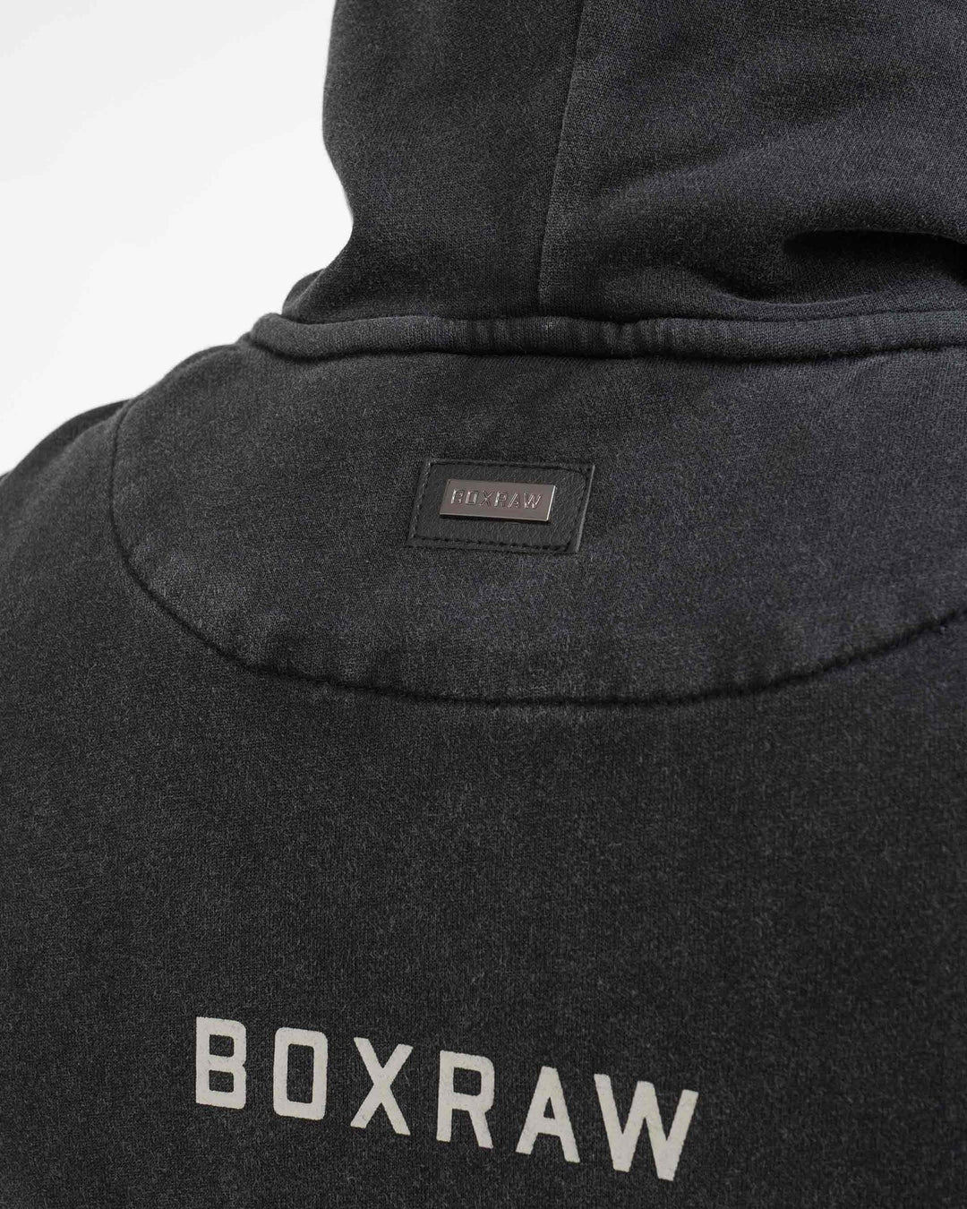 BOX RAW SPARRING CLUB OVERSIZED ZIP UP HOODIE - WASHED BLACK