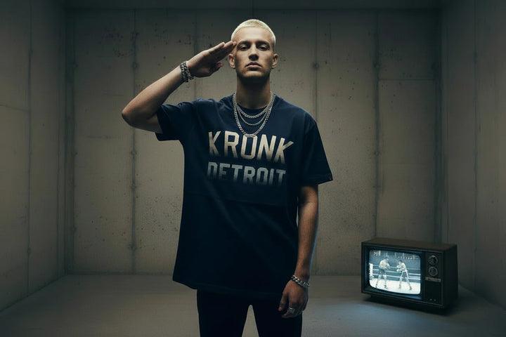 KRONK FADED DETROIT LOOSE FIT ICONIC T SHIRT