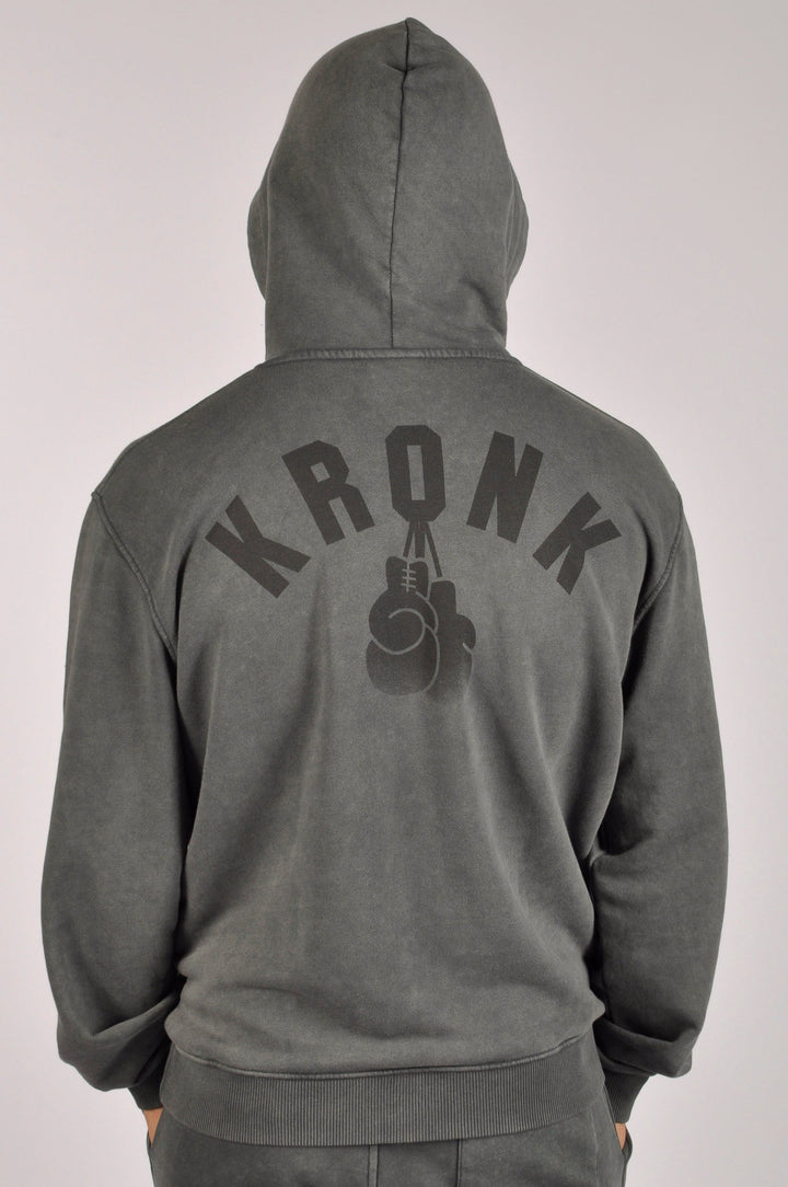 KRONK FADED GLOVES VINTAGE WASHED HOODIE CHARCOAL