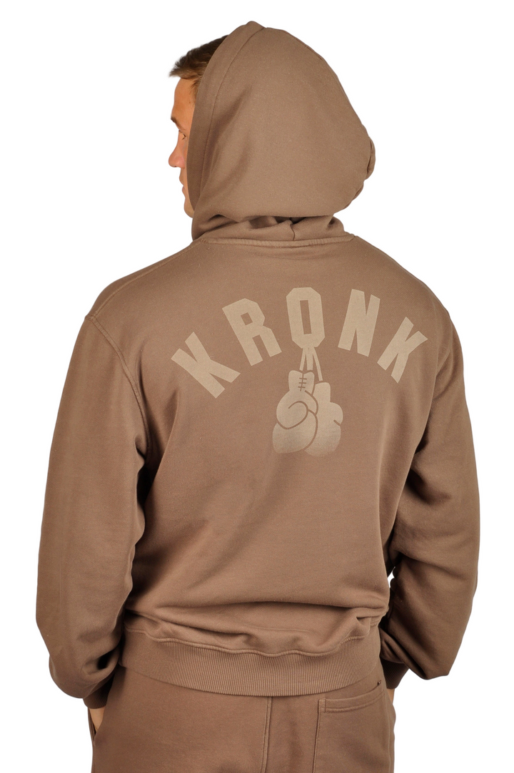 KRONK FADED GLOVES VINTAGE WASHED HOODIE BROWN