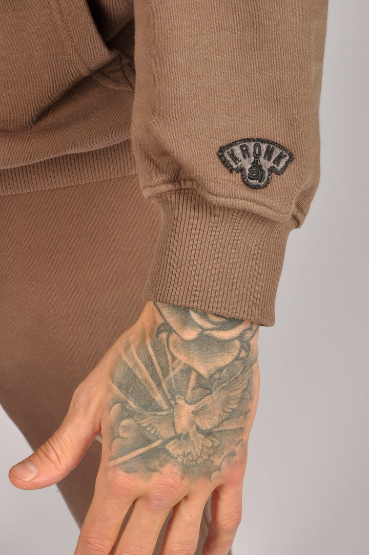KRONK FADED GLOVES VINTAGE WASHED HOODIE BROWN