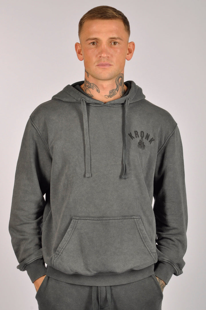 KRONK FADED GLOVES VINTAGE WASHED HOODIE CHARCOAL