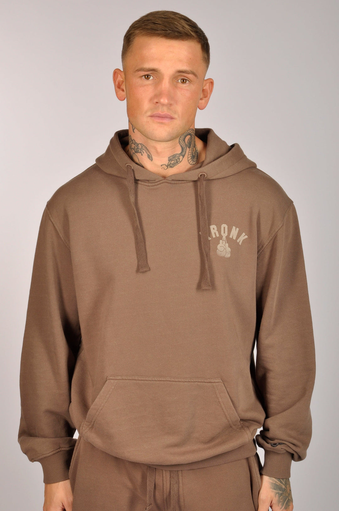 KRONK FADED GLOVES VINTAGE WASHED HOODIE BROWN