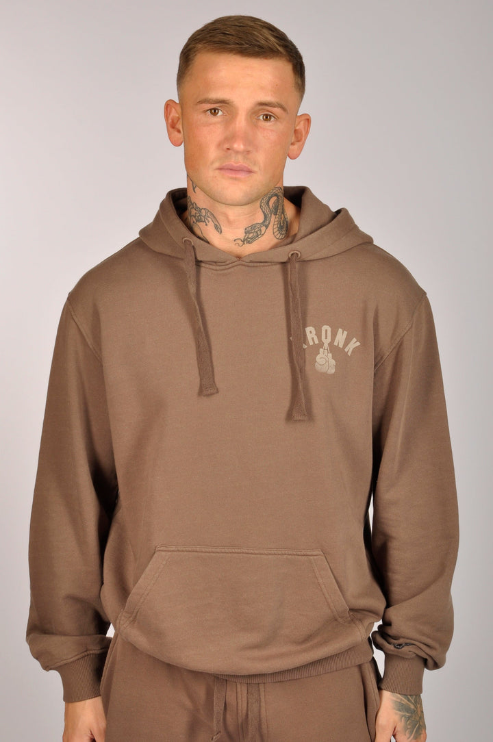 KRONK FADED GLOVES VINTAGE WASHED HOODIE BROWN