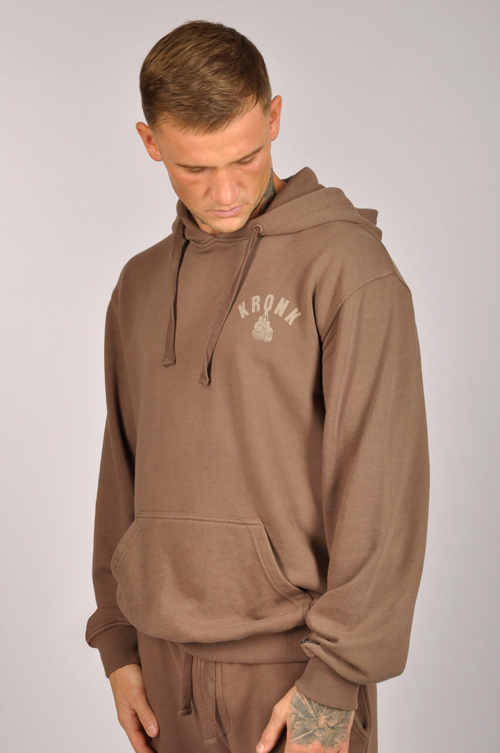 KRONK FADED GLOVES VINTAGE WASHED HOODIE BROWN