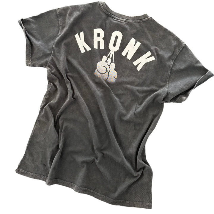 KRONK FADED G LOOSE FIT VINTAGE WASH CHARCOAL T SHIRT