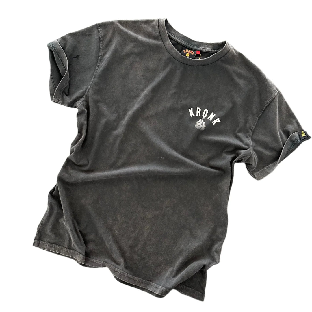 KRONK FADED G LOOSE FIT VINTAGE WASH CHARCOAL T SHIRT